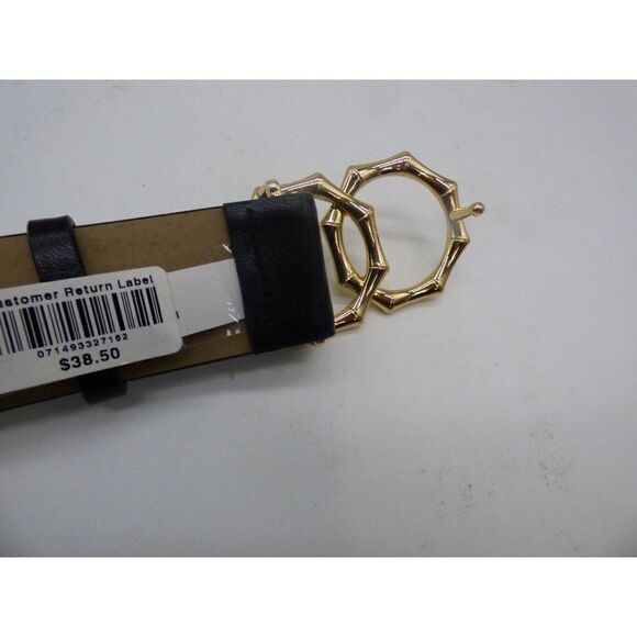 INC International Concepts Double-Circle Bamboo-Buckle Belt, Black - Picture 4 of 7